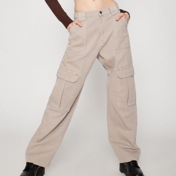 Beige Garage Wide Leg Cargos - Picture 5 of 7